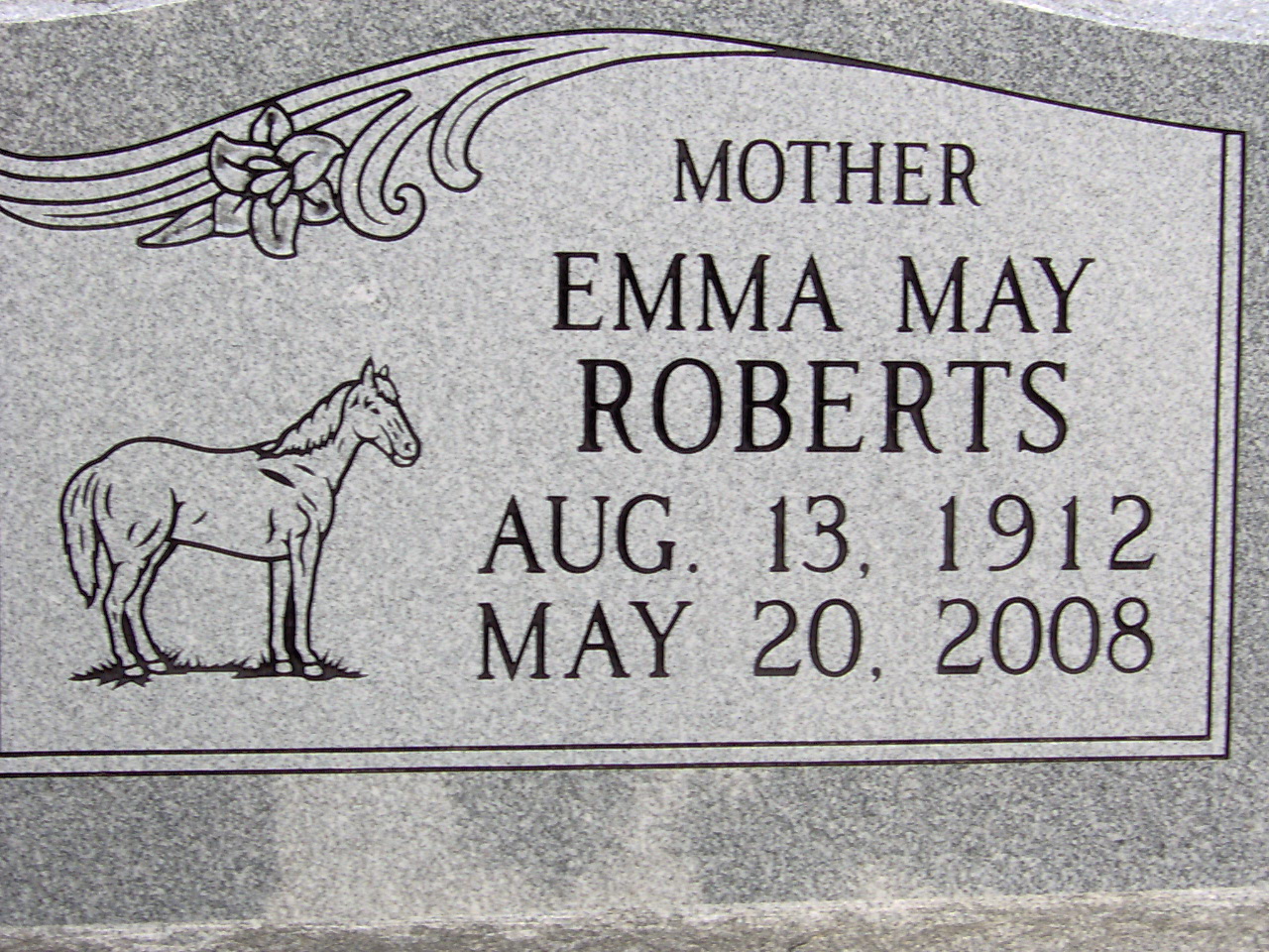 Headstone for Roberts, Emma Mae